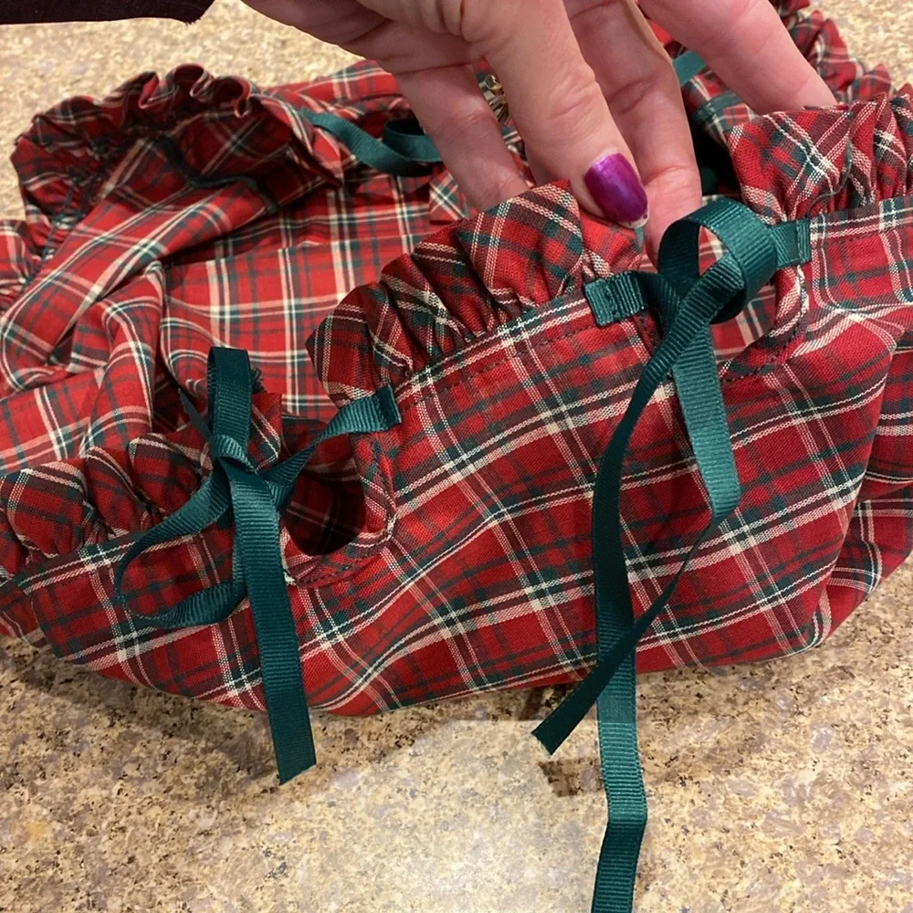 Longaberger Cake Plaid Tidings Fabric Basket Liner 20125 Ribbon (Liner Only)